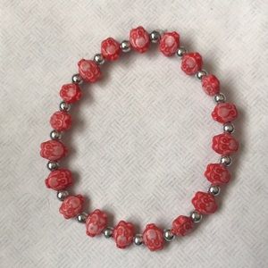 Red owl bead bracelet one size
